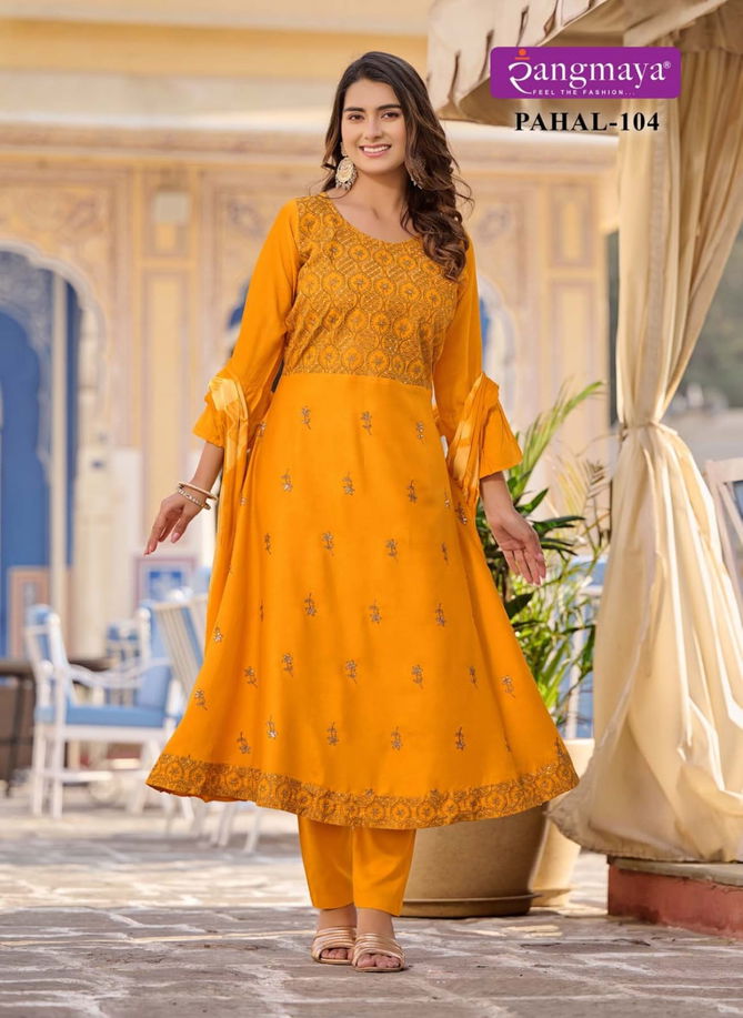 Pahal By Rangmaya Rayon Kurti With Bottom Dupatta Suppliers In India